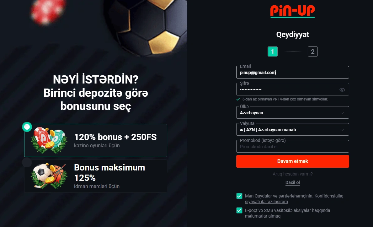 PinUp casino giriş və şəxsi kabinet